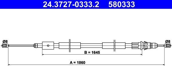 ATE 24.3727-0333.2 - Тросик, cтояночный тормоз autospares.lv