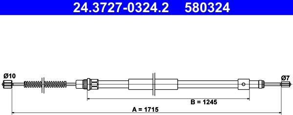 ATE 24.3727-0324.2 - Тросик, cтояночный тормоз autospares.lv