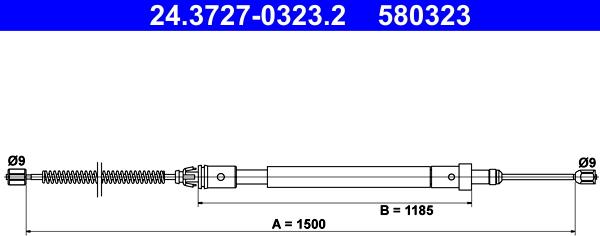 ATE 24.3727-0323.2 - Тросик, cтояночный тормоз autospares.lv