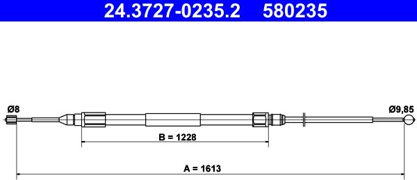 ATE 24.3727-0235.2 - Тросик, cтояночный тормоз autospares.lv