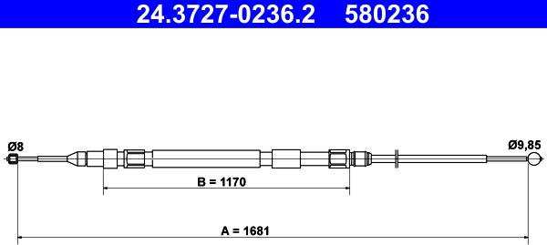 ATE 24.3727-0236.2 - Тросик, cтояночный тормоз autospares.lv