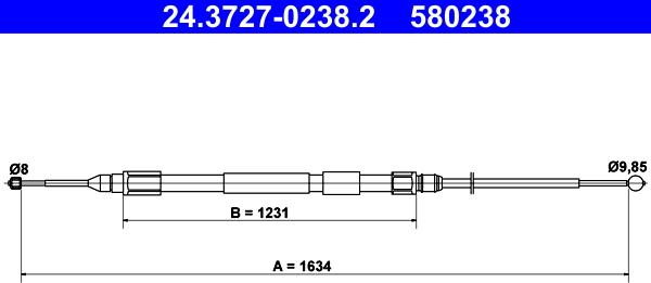 ATE 24.3727-0238.2 - Тросик, cтояночный тормоз autospares.lv