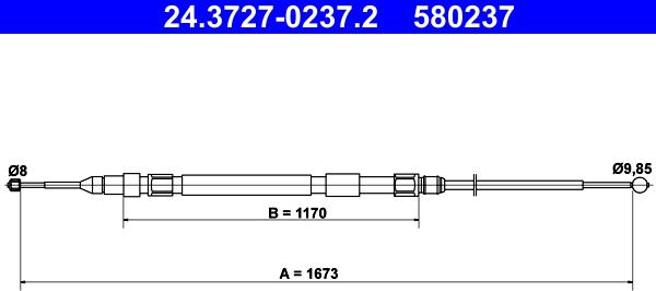 ATE 24.3727-0237.2 - Тросик, cтояночный тормоз autospares.lv