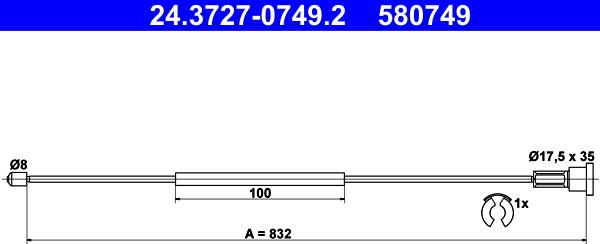 ATE 24.3727-0749.2 - Тросик, cтояночный тормоз autospares.lv