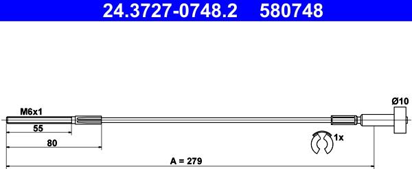 ATE 24.3727-0748.2 - Тросик, cтояночный тормоз autospares.lv