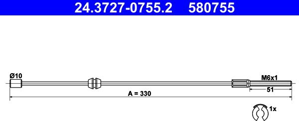 ATE 24.3727-0755.2 - Тросик, cтояночный тормоз autospares.lv