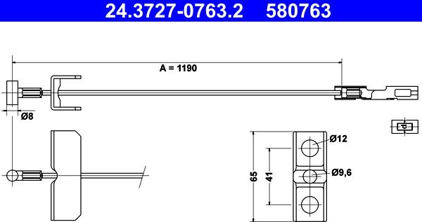 ATE 24.3727-0763.2 - Тросик, cтояночный тормоз autospares.lv