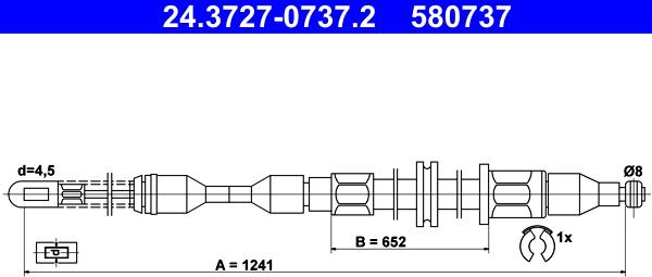 ATE 24.3727-0737.2 - Тросик, cтояночный тормоз autospares.lv