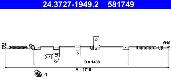 ATE 24.3727-1949.2 - Тросик, cтояночный тормоз autospares.lv