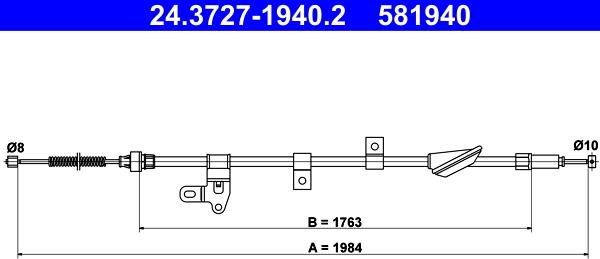 ATE 24.3727-1940.2 - Тросик, cтояночный тормоз autospares.lv