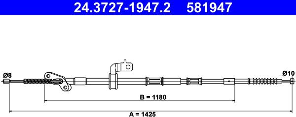 ATE 24.3727-1947.2 - Тросик, cтояночный тормоз autospares.lv