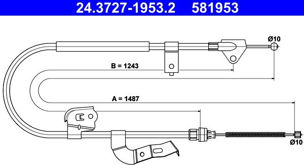 ATE 24.3727-1953.2 - Тросик, cтояночный тормоз autospares.lv