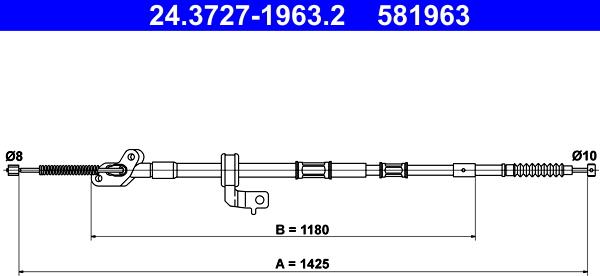 ATE 24.3727-1963.2 - Тросик, cтояночный тормоз autospares.lv