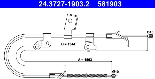 ATE 24.3727-1903.2 - Тросик, cтояночный тормоз autospares.lv