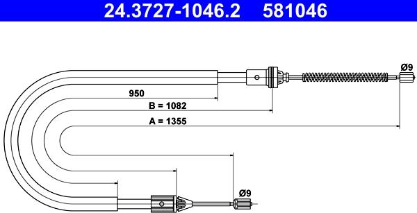 ATE 24.3727-1046.2 - Тросик, cтояночный тормоз autospares.lv