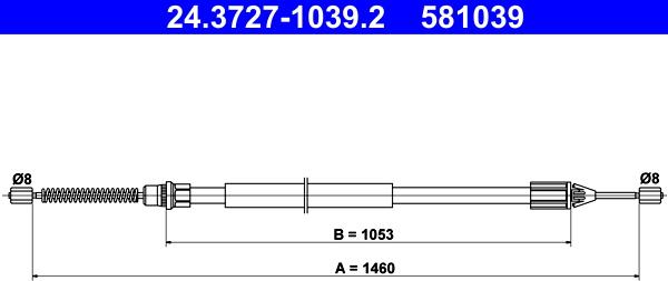 ATE 24.3727-1039.2 - Тросик, cтояночный тормоз autospares.lv