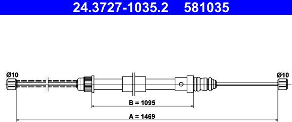 ATE 24.3727-1035.2 - Тросик, cтояночный тормоз autospares.lv