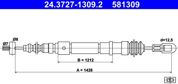 ATE 24.3727-1309.2 - Тросик, cтояночный тормоз autospares.lv