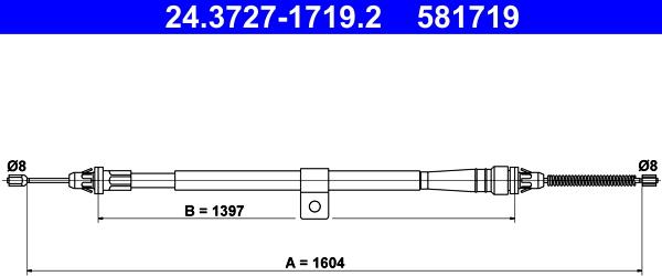 ATE 24.3727-1719.2 - Тросик, cтояночный тормоз autospares.lv