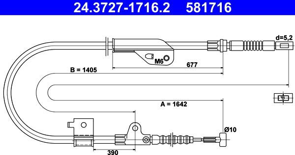 ATE 24.3727-1716.2 - Тросик, cтояночный тормоз autospares.lv