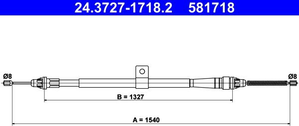 ATE 24.3727-1718.2 - Тросик, cтояночный тормоз autospares.lv