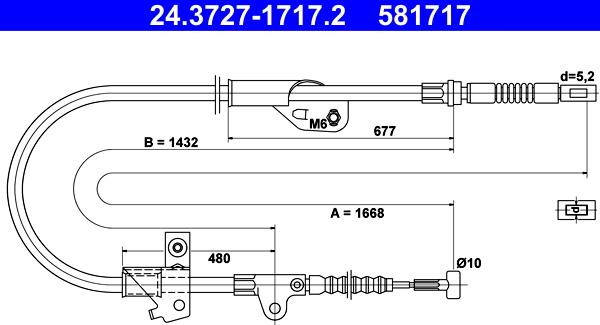 ATE 24.3727-1717.2 - Тросик, cтояночный тормоз autospares.lv