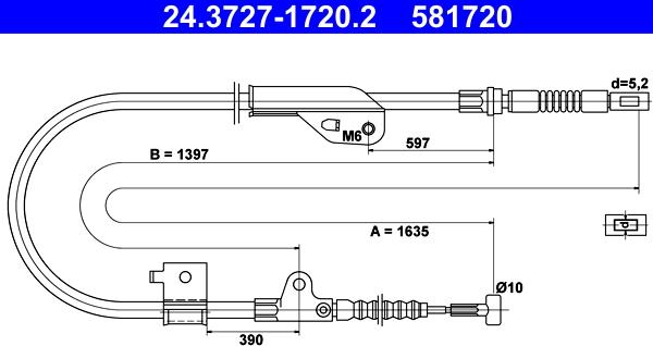 ATE 24.3727-1720.2 - Тросик, cтояночный тормоз autospares.lv