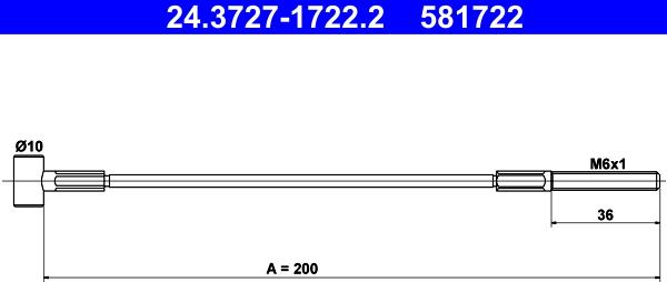 ATE 24.3727-1722.2 - Тросик, cтояночный тормоз autospares.lv