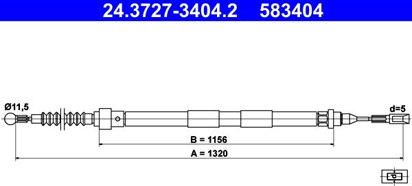 ATE 24.3727-3404.2 - Тросик, cтояночный тормоз autospares.lv