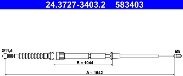 ATE 24.3727-3403.2 - Тросик, cтояночный тормоз autospares.lv