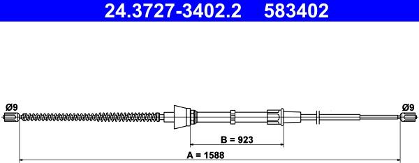 ATE 24.3727-3402.2 - Тросик, cтояночный тормоз autospares.lv