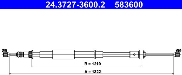 ATE 24.3727-3600.2 - Тросик, cтояночный тормоз autospares.lv