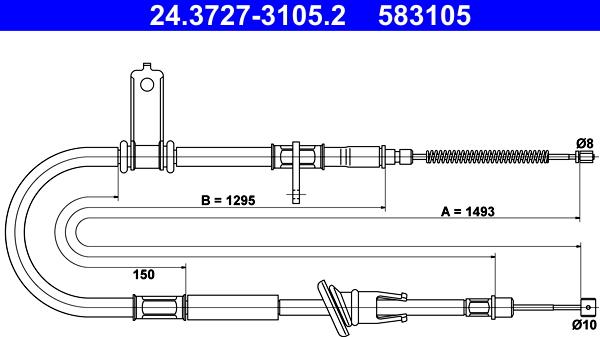 ATE 24.3727-3105.2 - Тросик, cтояночный тормоз autospares.lv