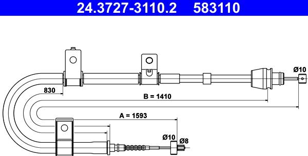 ATE 24.3727-3110.2 - Тросик, cтояночный тормоз autospares.lv