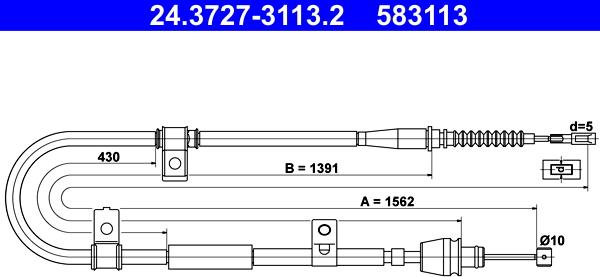 ATE 24.3727-3113.2 - Тросик, cтояночный тормоз autospares.lv