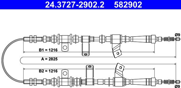 ATE 24.3727-2902.2 - Тросик, cтояночный тормоз autospares.lv