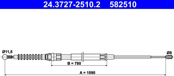 ATE 24.3727-2510.2 - Тросик, cтояночный тормоз autospares.lv