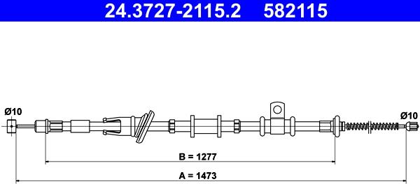 ATE 24.3727-2115.2 - Тросик, cтояночный тормоз autospares.lv