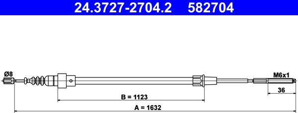 ATE 24.3727-2704.2 - Тросик, cтояночный тормоз autospares.lv