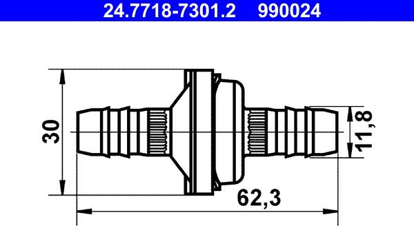 ATE 24.7718-7301.2 - Клапан, вакуумный провод autospares.lv