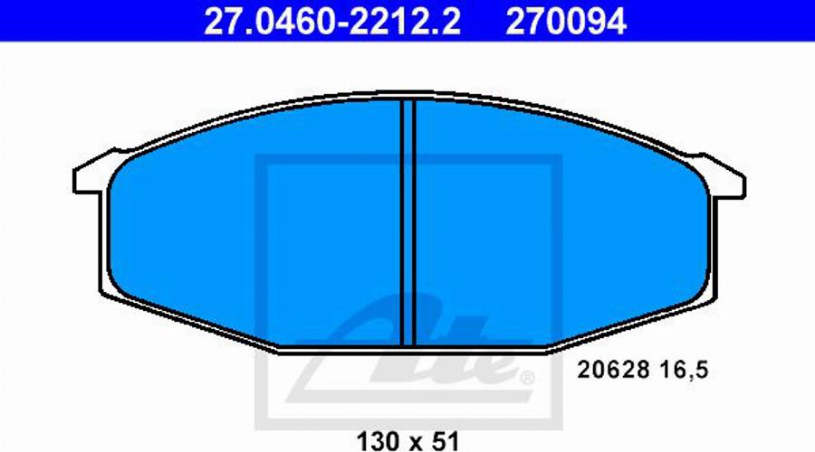 ATE 270094 - Тормозные колодки, дисковые, комплект autospares.lv