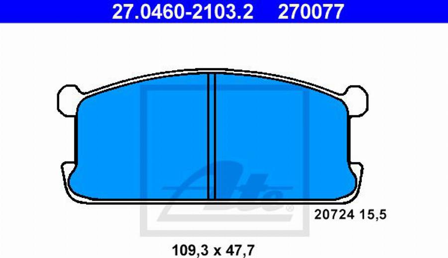 ATE 270077 - Тормозные колодки, дисковые, комплект autospares.lv