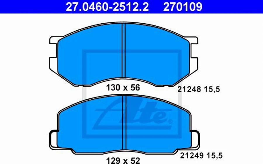 ATE 270109 - Тормозные колодки, дисковые, комплект autospares.lv