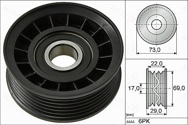 Autex 654911 - Ролик, поликлиновый ремень autospares.lv