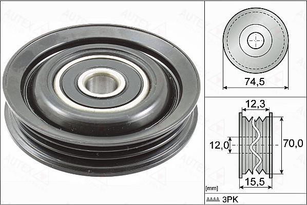 Autex 655127 - Ролик, поликлиновый ремень autospares.lv