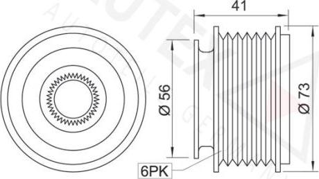 Autex 621016 - Шкив генератора, муфта autospares.lv