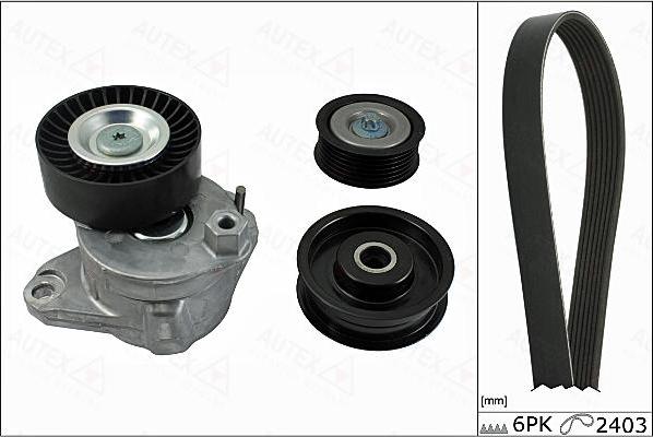 Autex 702844 - Поликлиновый ременный комплект autospares.lv