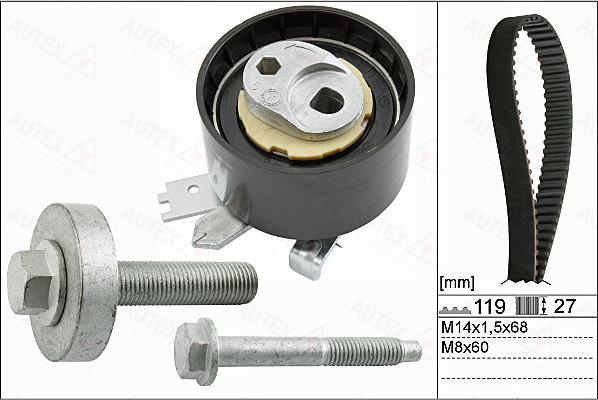 Autex 702884 - Комплект зубчатого ремня ГРМ autospares.lv