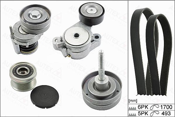 Autex 702885 - Поликлиновый ременный комплект autospares.lv