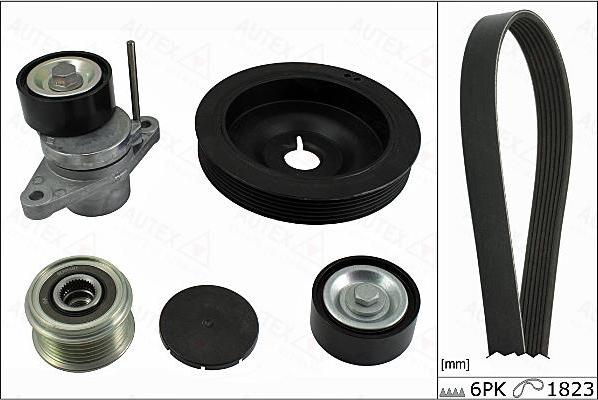 Autex 702873 - Поликлиновый ременный комплект autospares.lv